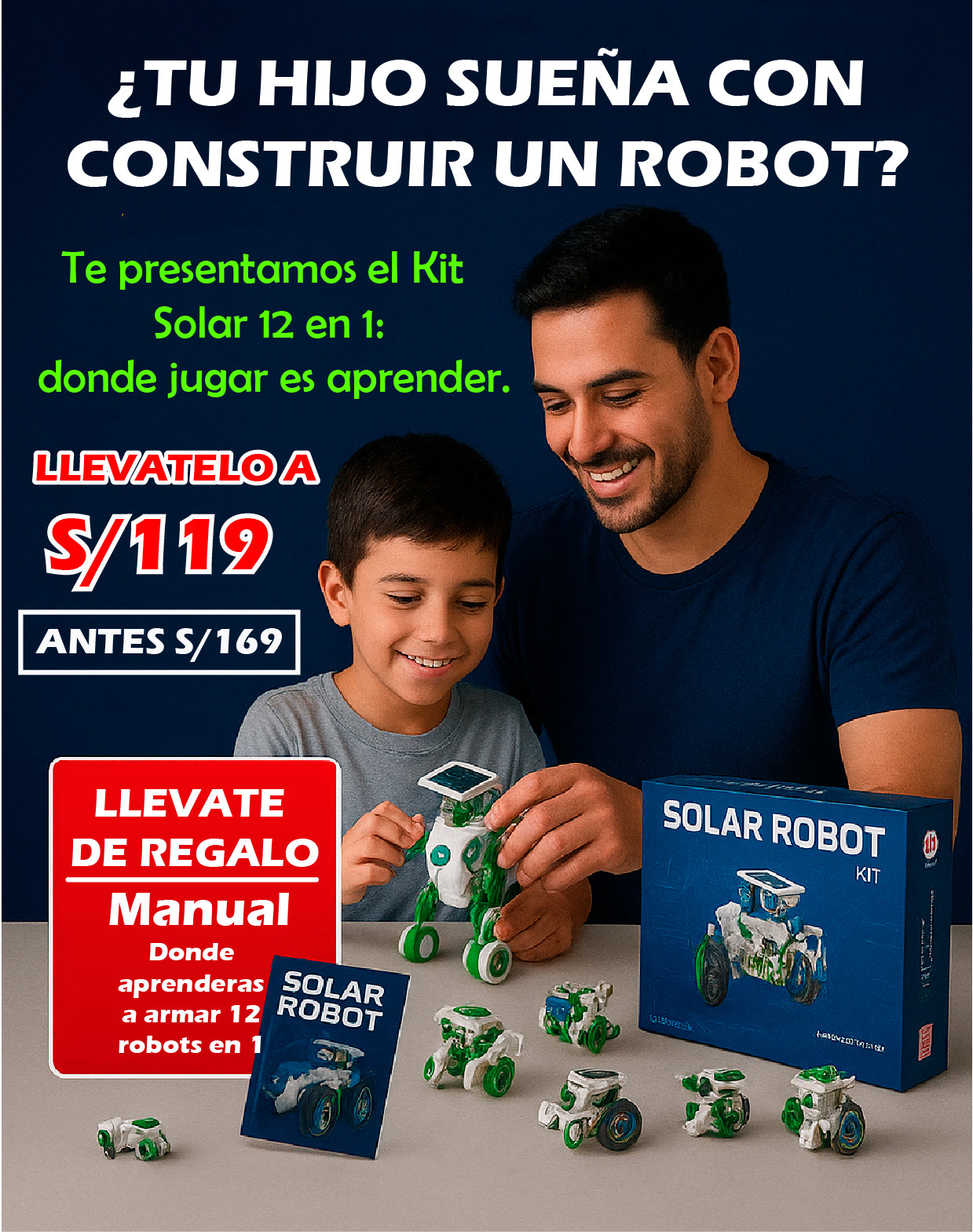 Kit Robot con Panel Solar - 12 modelos en 1