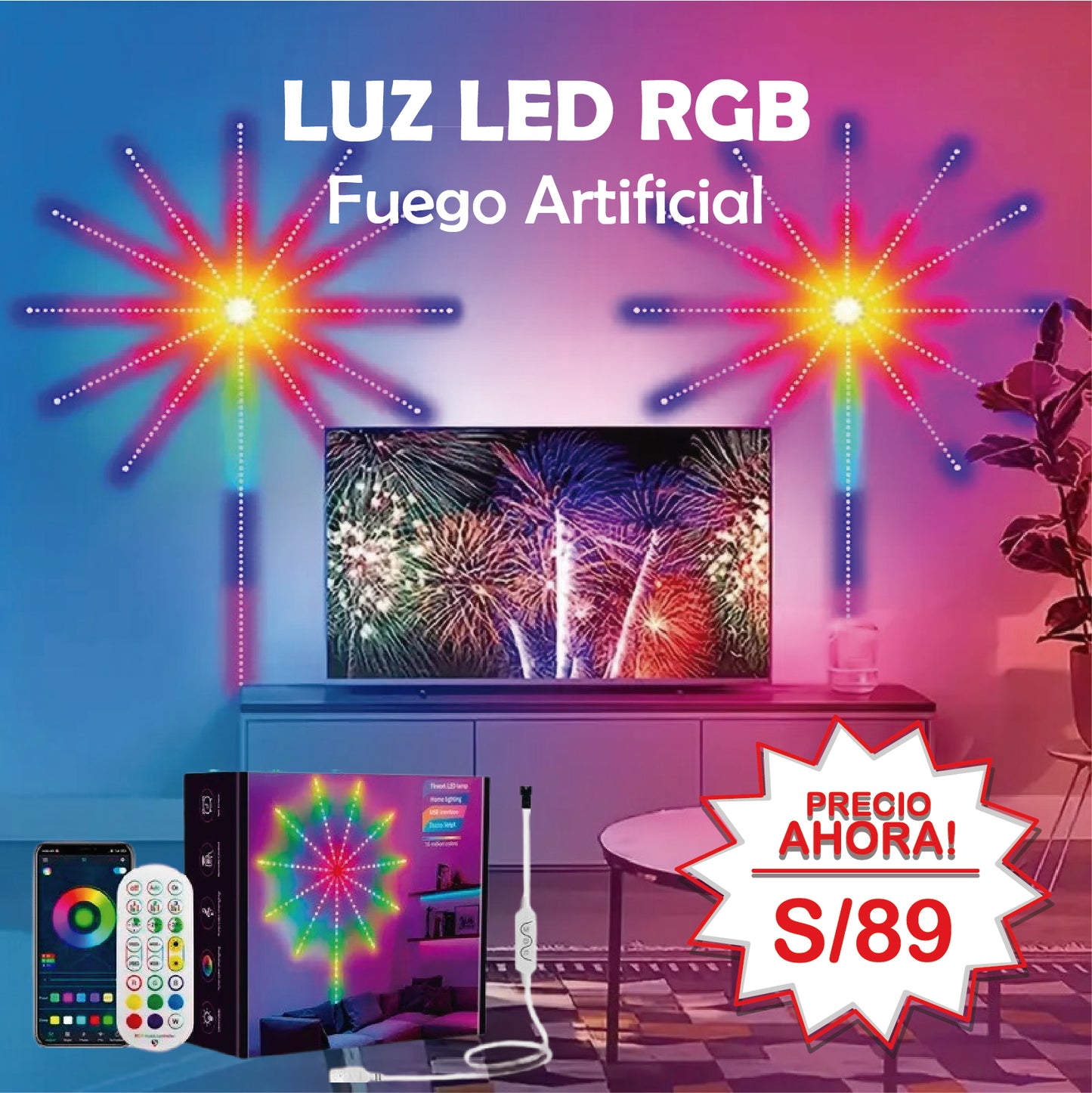 Luz led fuego artificial🎆