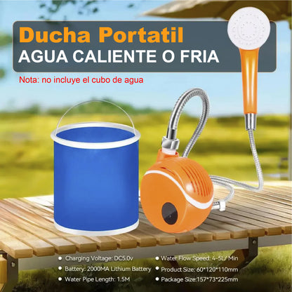 🚿🔋 DUCHA RECARGABLE PARA AGUA CALIENTE O FRÍA – ¡DILE ADIÓS AL FRÍO! ❄️