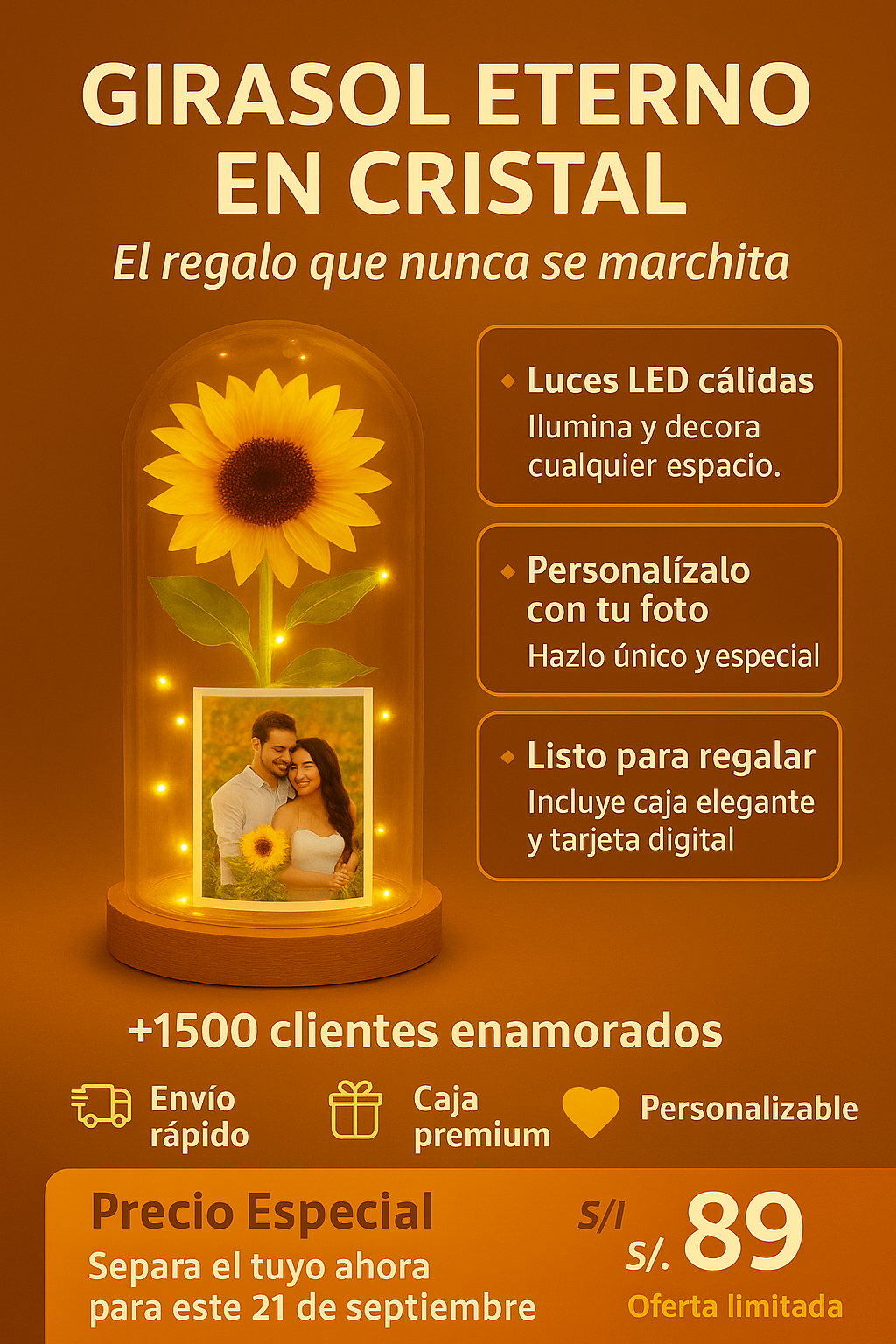 Girasol Eterno en Cápsula de Cristal