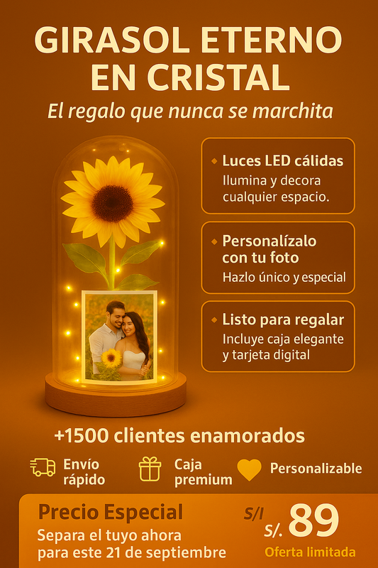Girasol Eterno en Cápsula de Cristal